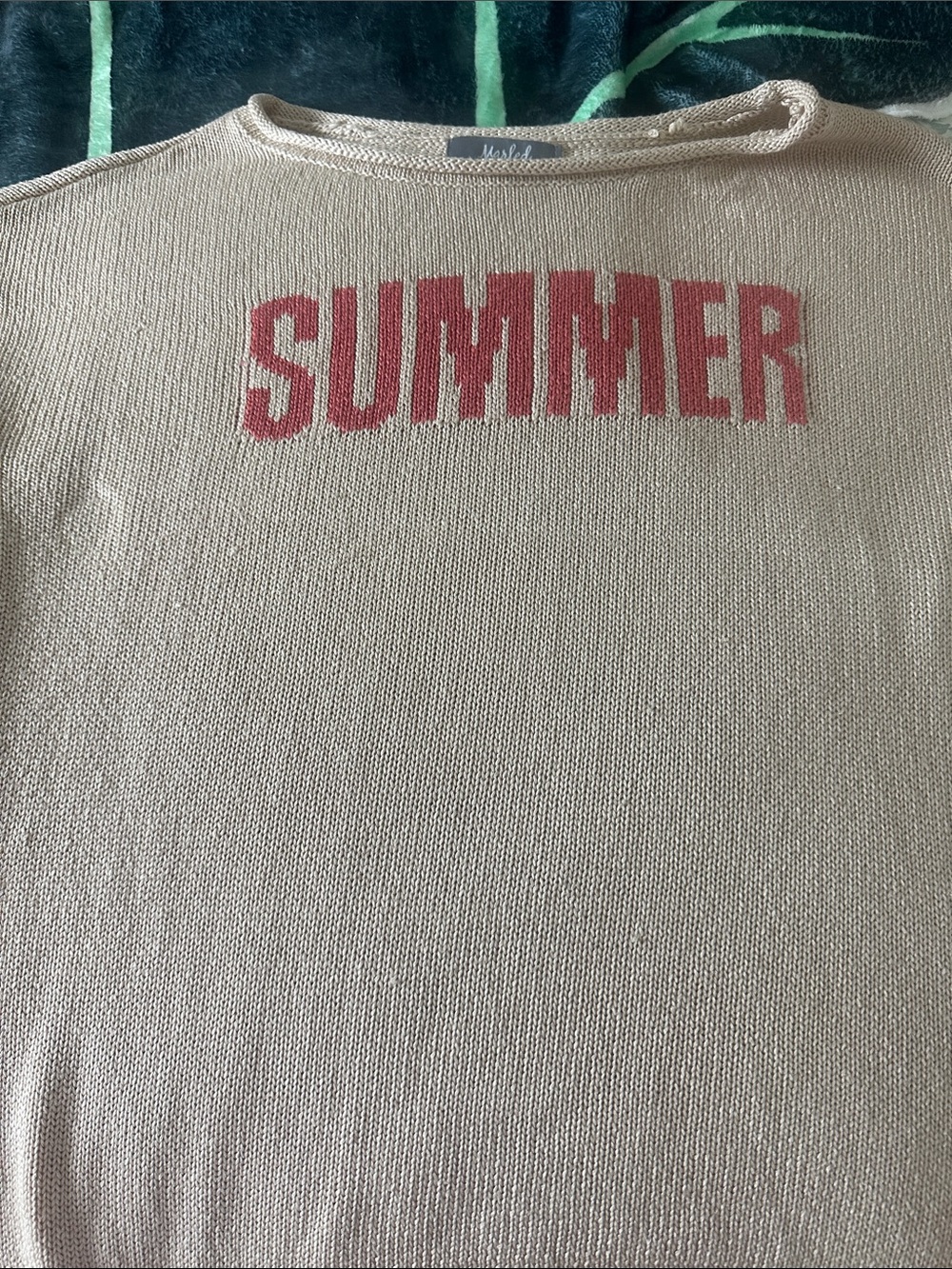 Marled Cream Sweater with Pink SUMMER Knit
